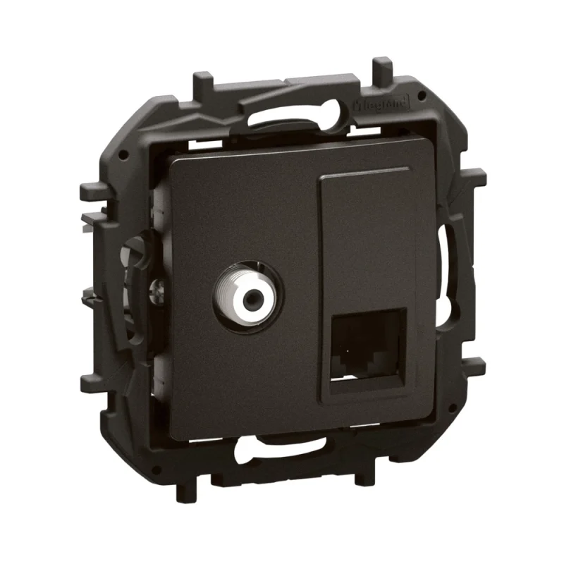 Legrand TV outlet F-type+RJ45 UTP cat.6 Black - Legrand Niloe New NP493BK