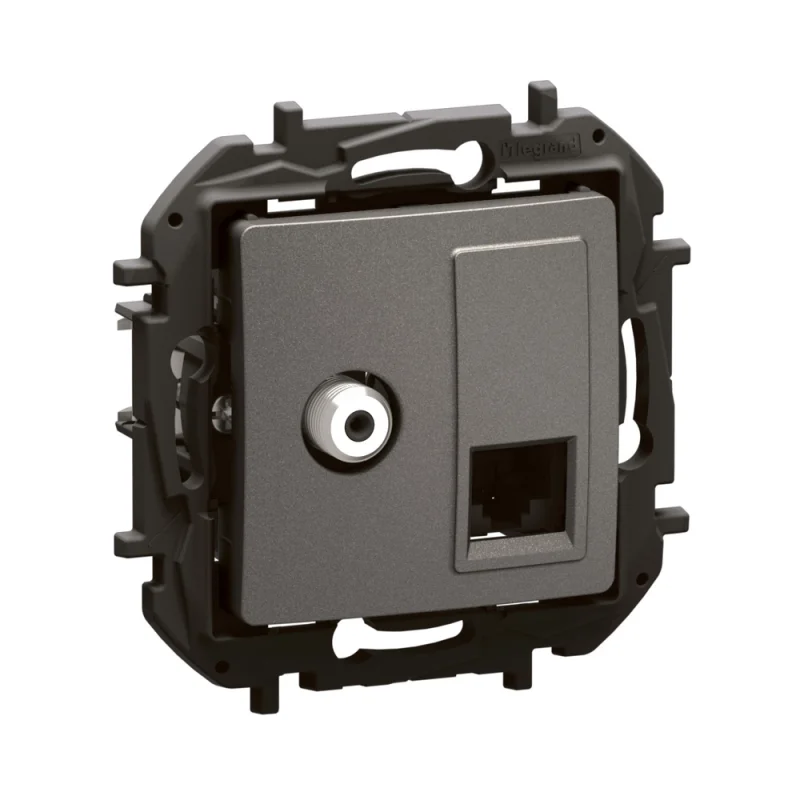 Legrand TV outlet F-type+RJ45 UTP cat.6 Grey - Legrand Niloe New NP493MG