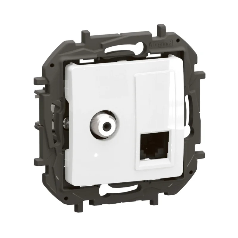 TV outlet F-type+RJ45 UTP cat.6 White - Legrand Niloe New NP493WH