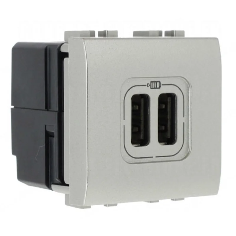 bticino Контакт 2xUSB 1500mA 2М Алуминий - bticino Livinglight NT4285C2
