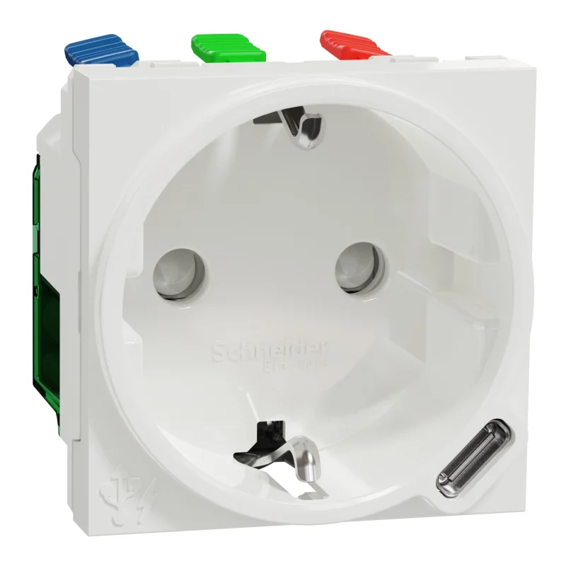 Schneider Electric Schuko socket + USB type C 10.5W, 2M, white - SCHNEIDER ELECTRIC New Unica NU301718