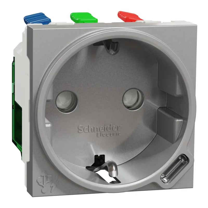 Schneider Electric Schuko socket + USB type C 10.5W, 2M, aluminium - SCHNEIDER ELECTRIC New Unica NU301730