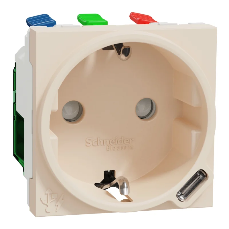 Контакт шуко + USB тип C 10.5W, 2M, сл. кост - SCHNEIDER ELECTRIC New Unica NU301744