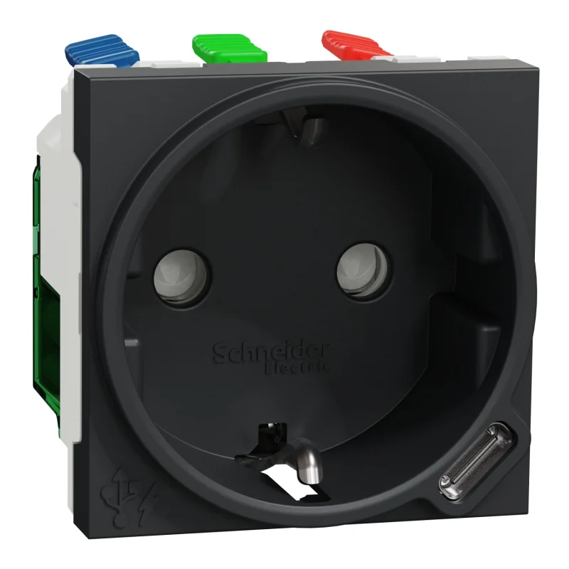 Schneider Electric Контакт шуко + USB тип C 10.5W, 2M, антрацит - SCHNEIDER ELECTRIC New Unica NU301754