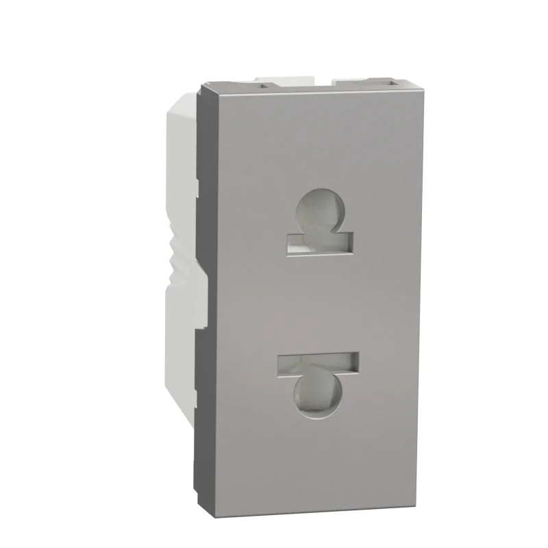 Schneider Electric Контакт евроамерикански стандарт с детска защита 2P+E, 16A, 1M, алуминий - SCHNEIDER ELECTRIC New Unica NU302130
