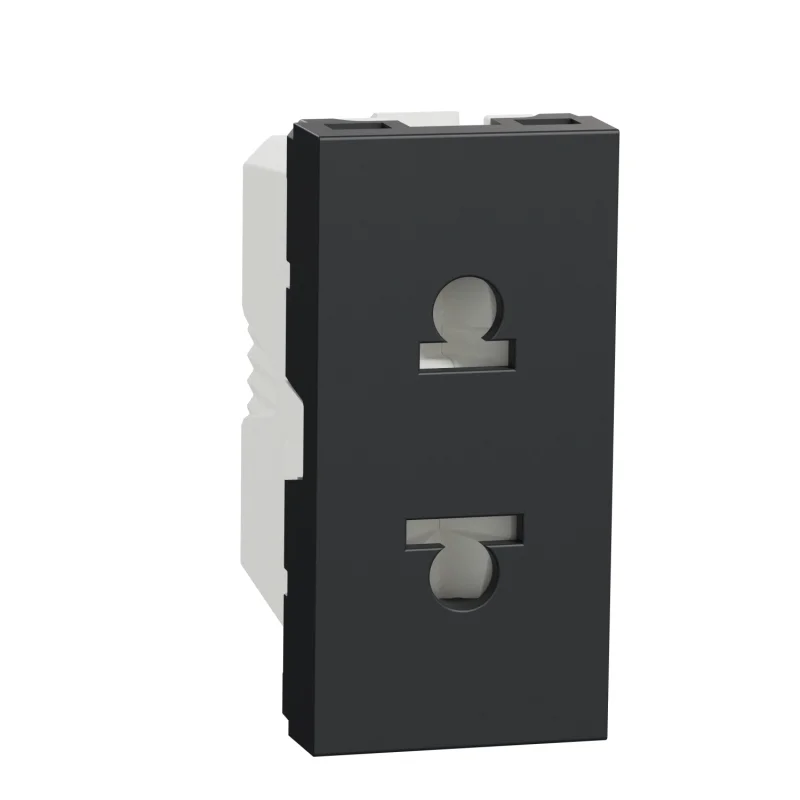 Schneider Electric Контакт евроамерикански стандарт с детска защита 2P+E, 16A, 1M, антрацит - SCHNEIDER ELECTRIC New Unica NU302154