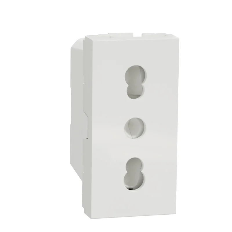 Контакт италиански стандарт с детска защита 2P+E, 16A, 1M, бял - SCHNEIDER ELECTRIC New Unica NU302318