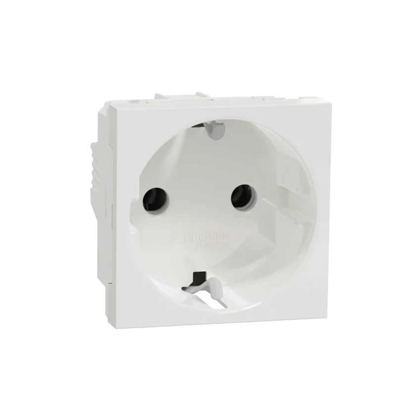 Schneider Electric Контакт шуко без детска защита 2P+E, 16A, 2M, бял - SCHNEIDER ELECTRIC New Unica NU303618