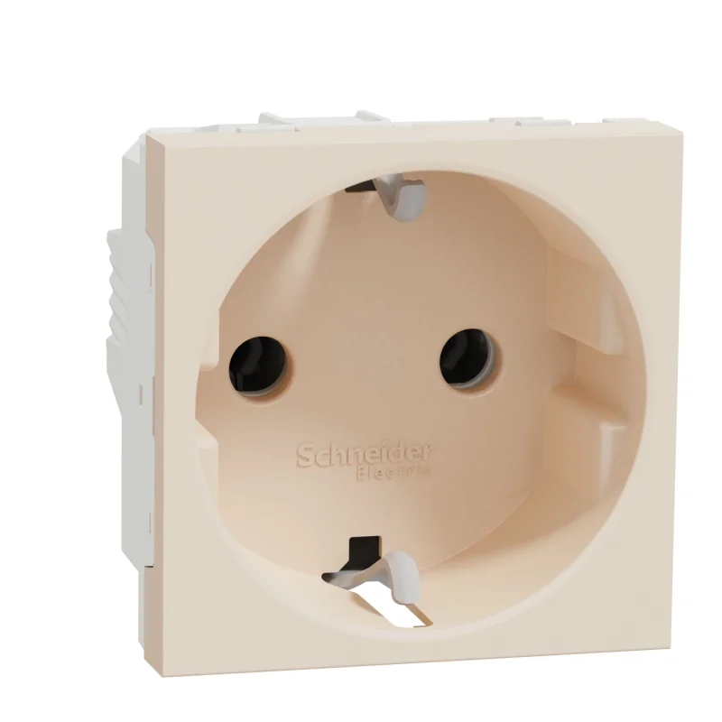 Schneider Electric Schuko socket without children's protection 2P+E, 16A, 2M, ivory - SCHNEIDER ELECTRIC New Unica NU303644