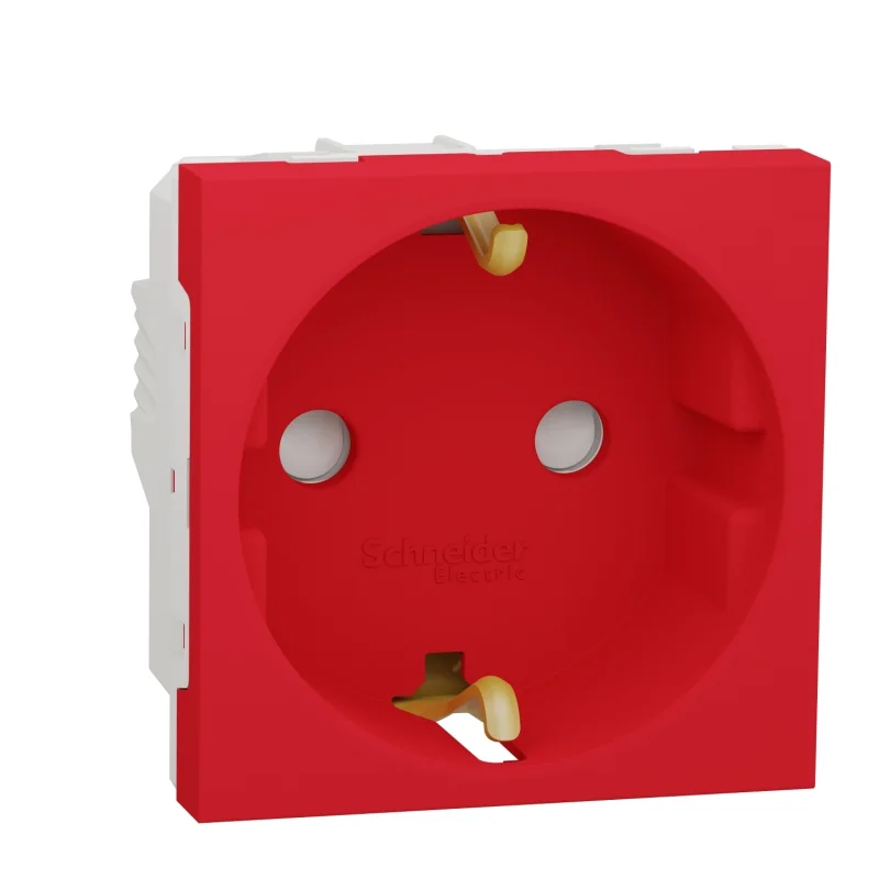 Schneider Electric Контакт шуко с детска защита 2P+E, 16A, 2M, червен - SCHNEIDER ELECTRIC New Unica NU303703