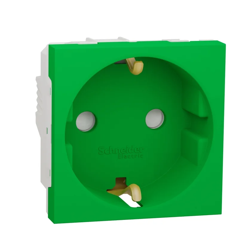 Контакт шуко с детска защита 2P+E, 16A, 2M, зелен - SCHNEIDER ELECTRIC New Unica NU303706