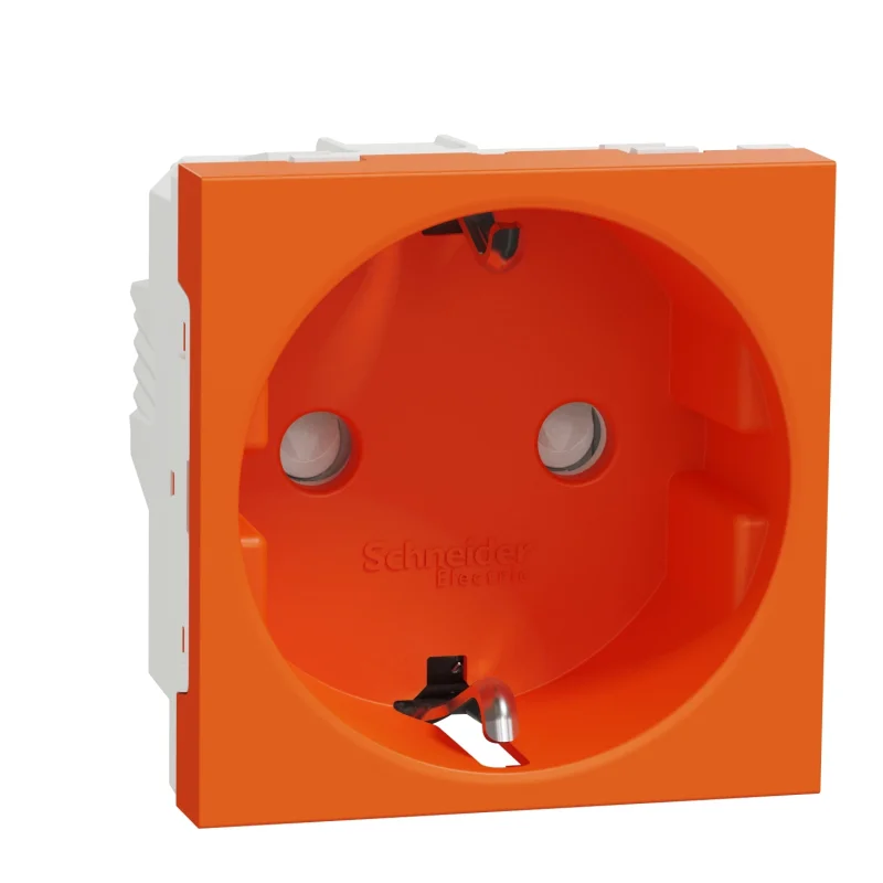 Schneider Electric Контакт шуко с детска защита 2P+E, 16A, 2M, оранжев - SCHNEIDER ELECTRIC New Unica NU303761
