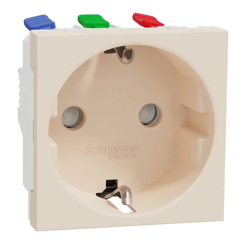 Контакт шуко с детска защита, авт. клеми 2P+E, 16A, 2M, Слонова кост - Schneider Electric Unica NEW NU305744