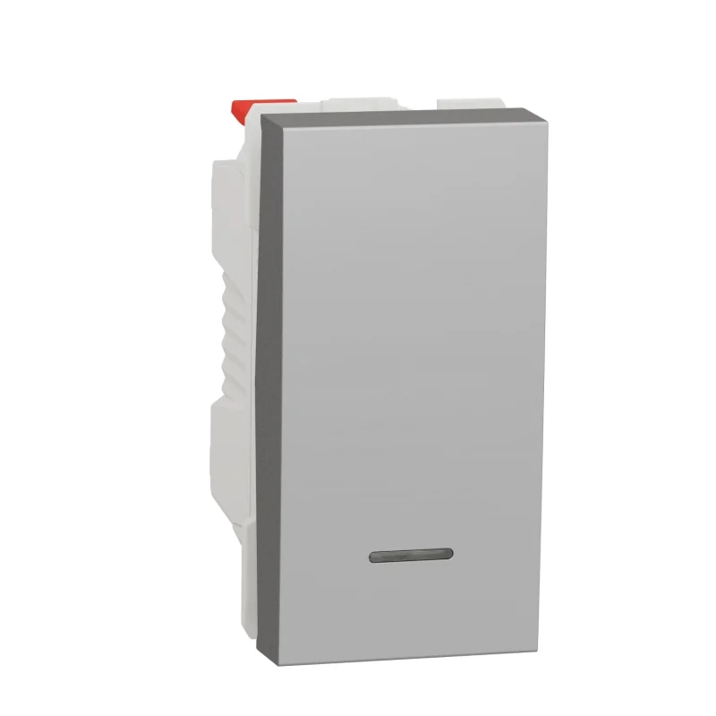 Еднополюсен бутон със светлинен индикатор 10A, 1M, алуминий - SCHNEIDER ELECTRIC New Unica NU310630N