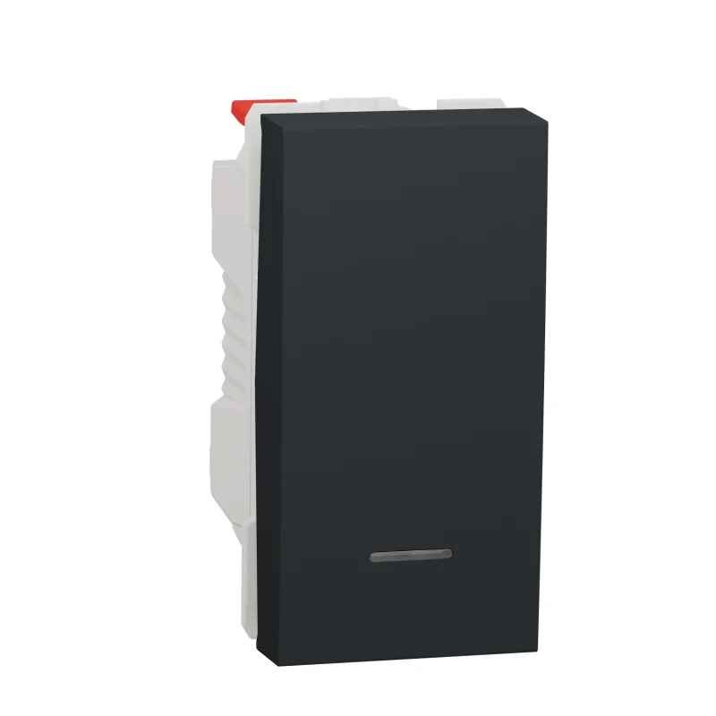 Schneider Electric One-way push button with luminous indicator 10A, 1M, anthracite - SCHNEIDER ELECTRIC New Unica NU310654N