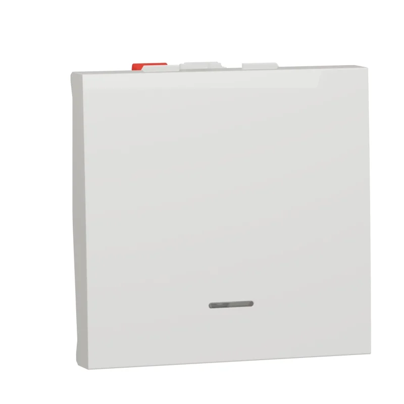 Еднополюсен бутон със светлинен индикатор, 10A, 2M, бял - SCHNEIDER ELECTRIC New Unica NU320618N