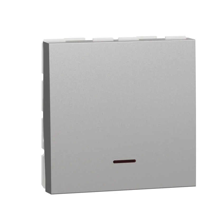 Schneider Electric Double-pole switch with luminous indicator 30A, 2M, aluminium - SCHNEIDER ELECTRIC New Unica NU323230S