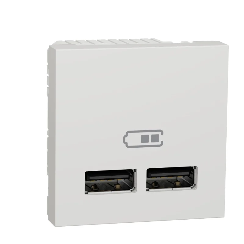 Двойно USB зарядно тип А, 2M, бял - SCHNEIDER ELECTRIC New Unica NU341818