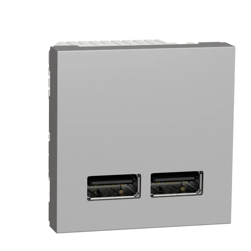 Schneider Electric Двойно USB зарядно тип А, 2M, алуминий - SCHNEIDER ELECTRIC New Unica NU341830