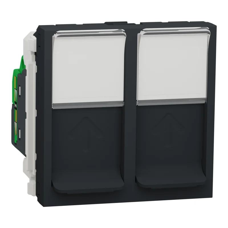 Schneider Electric Розетка 2x RJ45, кат. 5e UTP, 2M, антрацит - Schneider Electric Unica NEW NU342054