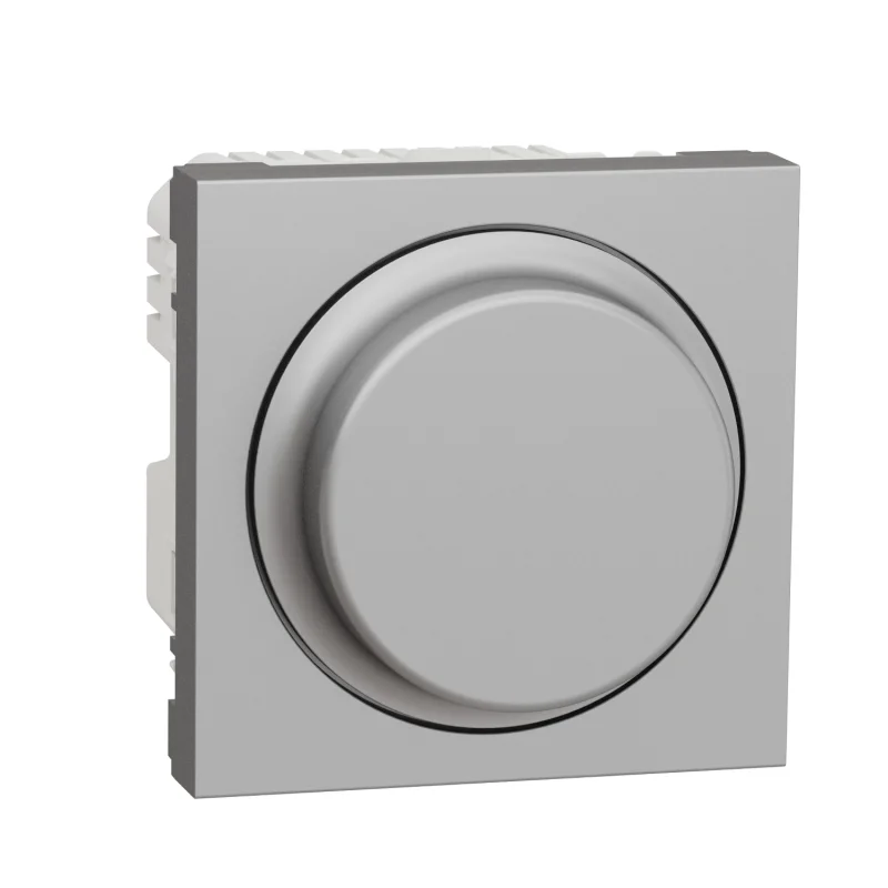 Dimmer with push button 400W universal, 2M, aluminium - SCHNEIDER ELECTRIC New Unica NU351430