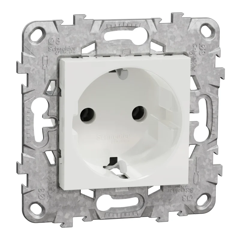 Schneider Electric Schuko socket with mounting frame, 2M, white - SCHNEIDER ELECTRIC New Unica NU503618