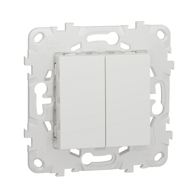 Schneider Electric Сериен ключ с монтажна рамка, 2M, бял - SCHNEIDER ELECTRIC New Unica NU521118