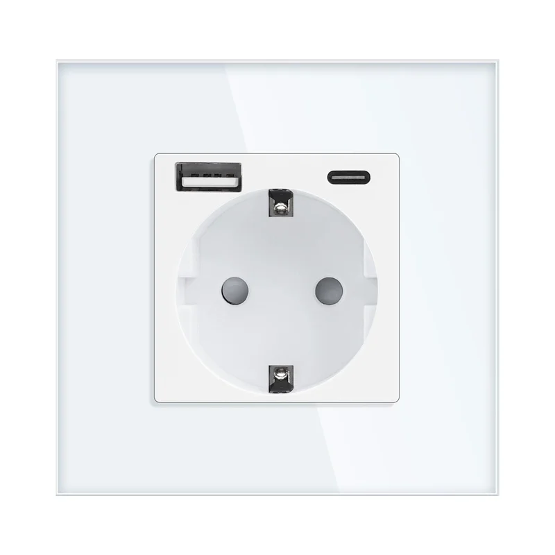 ORNO Контакт ШУКО 2P+E 16A + USB тип A+C 3A 15W скрит монтаж Бял - ORNO OR-AE-13308(GS)/W