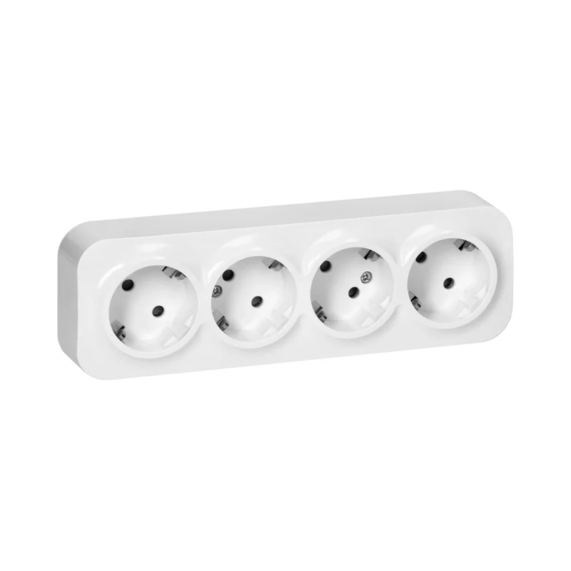 ORNO Schuko socket quadruple 4x 2P+E Ohm 16A White - Orno ToDoOrno OR-OE-7210(GS)/W