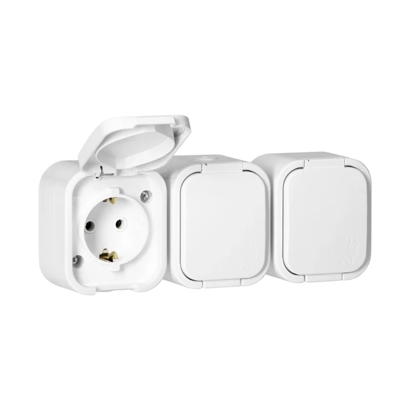 ORNO Контакт Шуко троен ОМ 3x 2P+E 16A IP54 Бял - Orno Series B2 OR-OE-7809(GS)/W