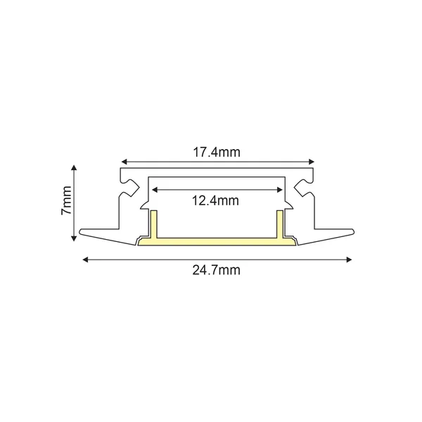 Recessed Profiles Mini P108U100M – ACA diffuser, 2 m, silver