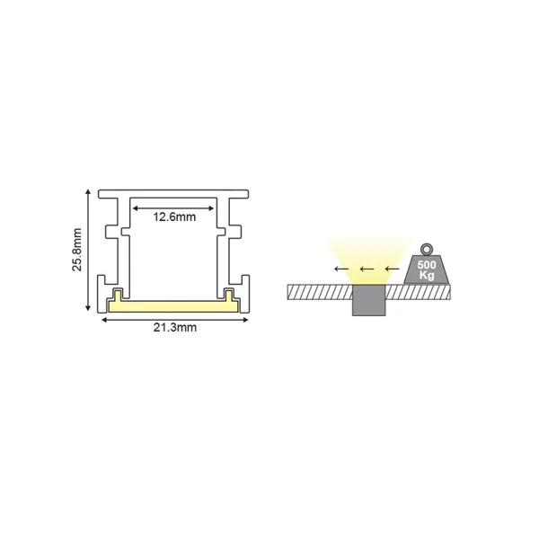 In-Ground Profiles Avah P132U – ACA aluminium profile, 2 m, silver