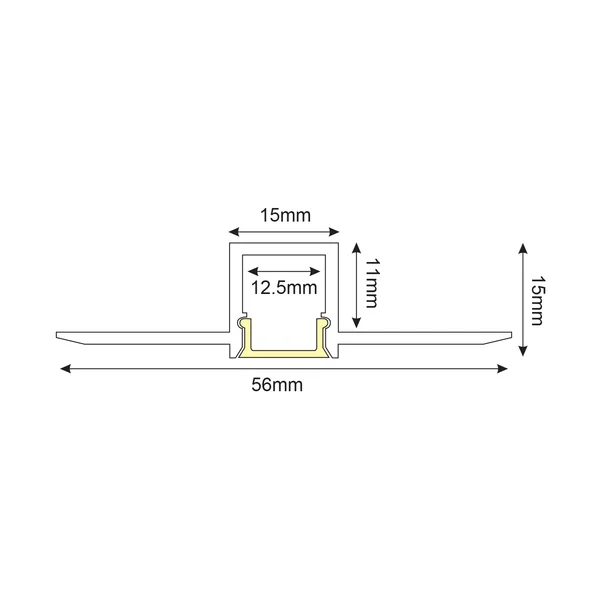 Trimless Profiles Ling P135U100M – ACA diffuser, 2 m, silver