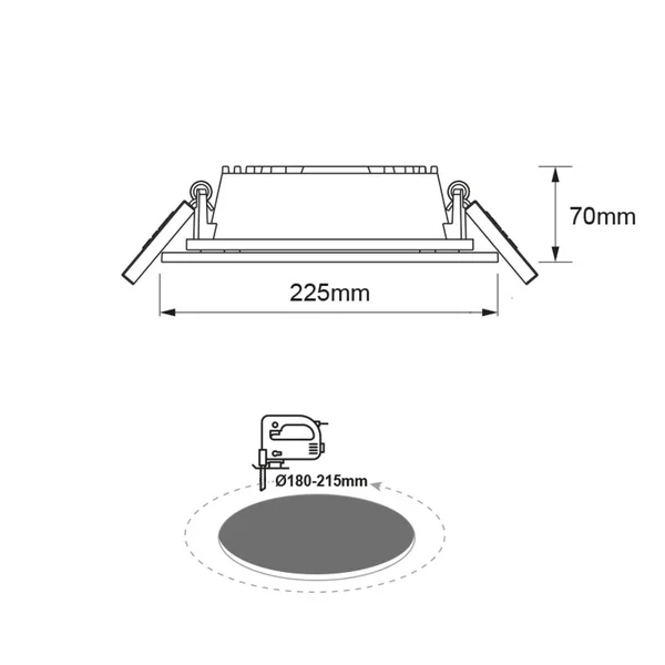 Recessed Downlights Paro PARO4040 – ACA downlight for recessed mounting, 40 W, 4000K, 230V AC, IP20, white