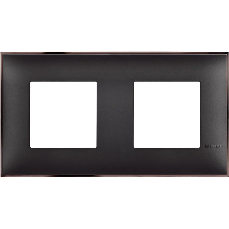 Frame 2x 2M Black with nickel /blister pack/ - bticino Classia R4802M2BH