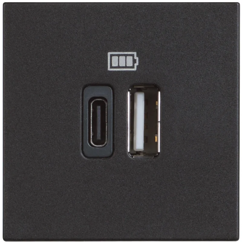 bticino Socket 2XUSB 3000mA 2M Black /blister pack/ - bticino Classia RG4287C2