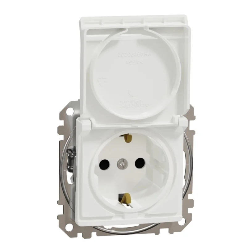 Schneider Electric Контакт Шуко 2P+E 16A авт. клеми детска защита капак Бял - SCHNEIDER ELECTRIC Sedna Design SDD111024