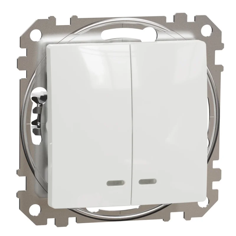 Schneider Electric Double switch with backlight 10A White - SCHNEIDER ELECTRIC Sedna Design SDD111105L