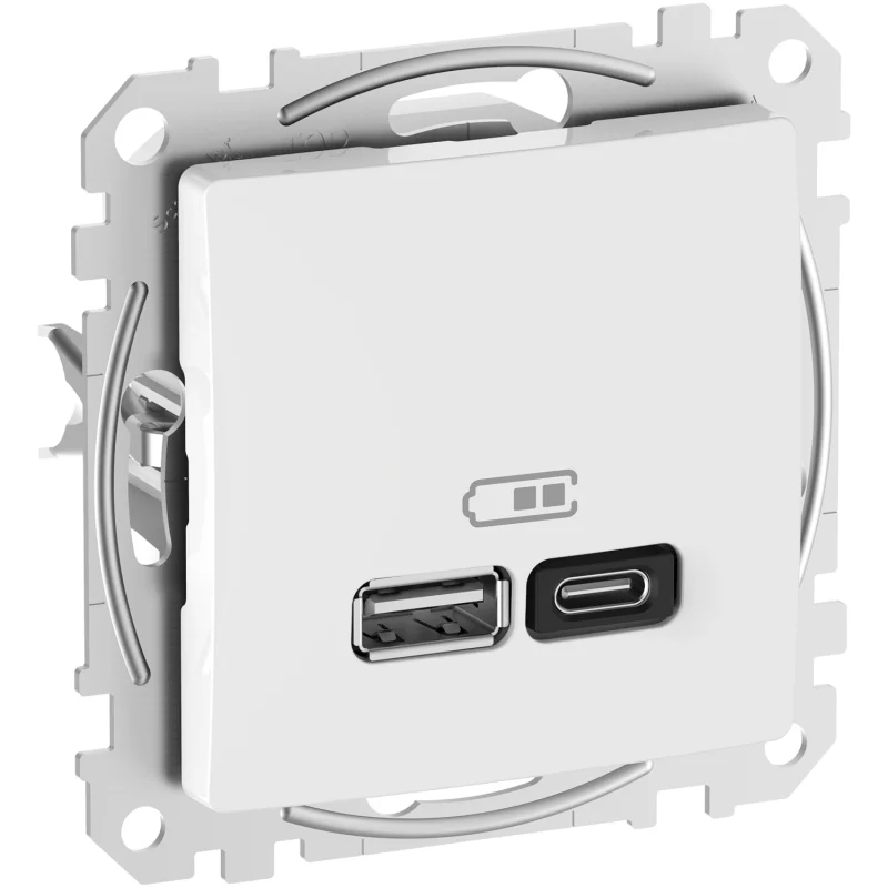 Schneider Electric Outlet 2x USB type A+C 3A 45W Power Delivery White - SCHNEIDER ELECTRIC Sedna Design SDD111404