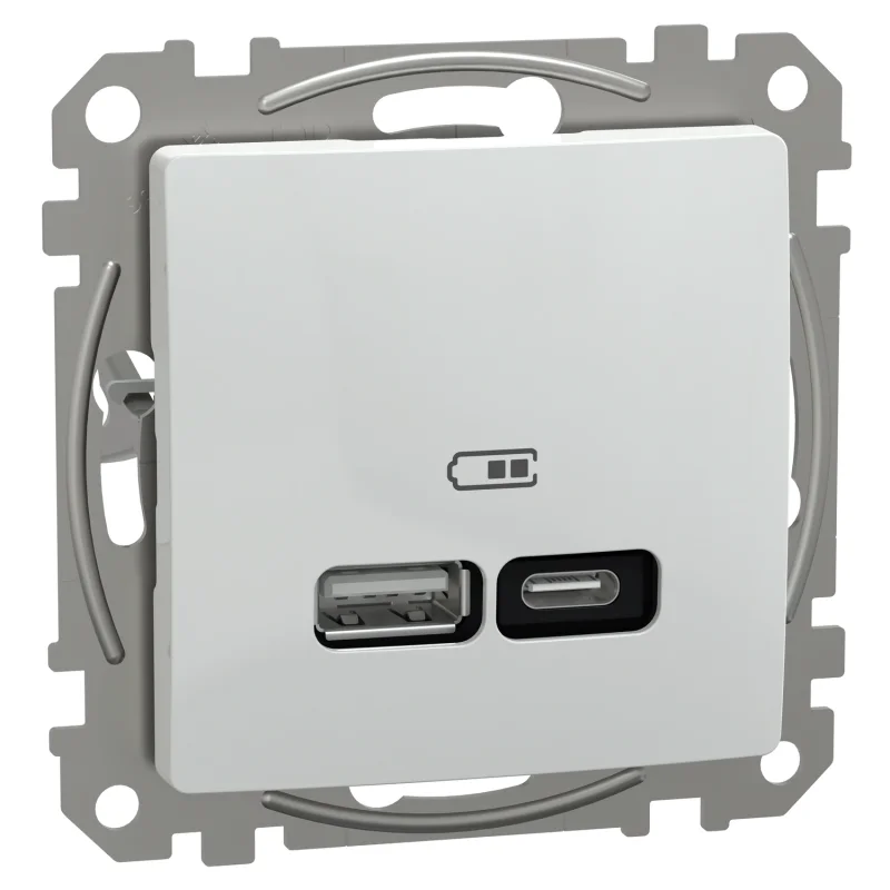 Schneider Electric Розетка 2x USB тип A+C 3A 21W Бял - Schneider Electric Sedna Design SDD111405