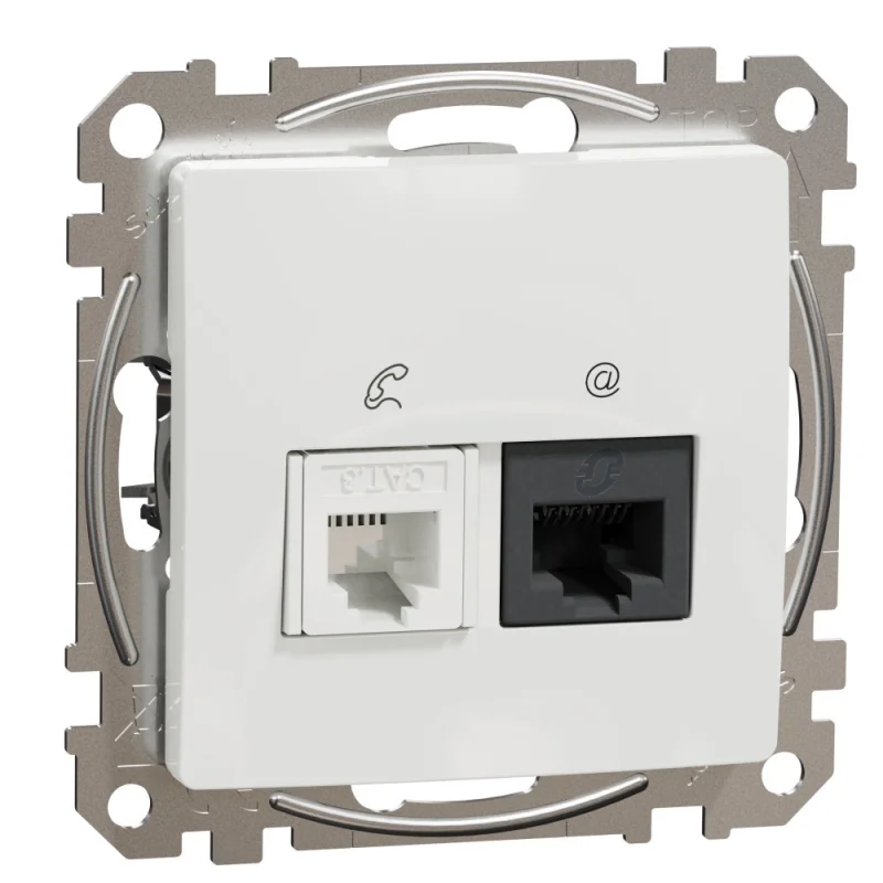 Schneider Electric Розетка RJ11+RJ45 UTP cat.5e Бял - SCHNEIDER ELECTRIC Sedna Design SDD111458