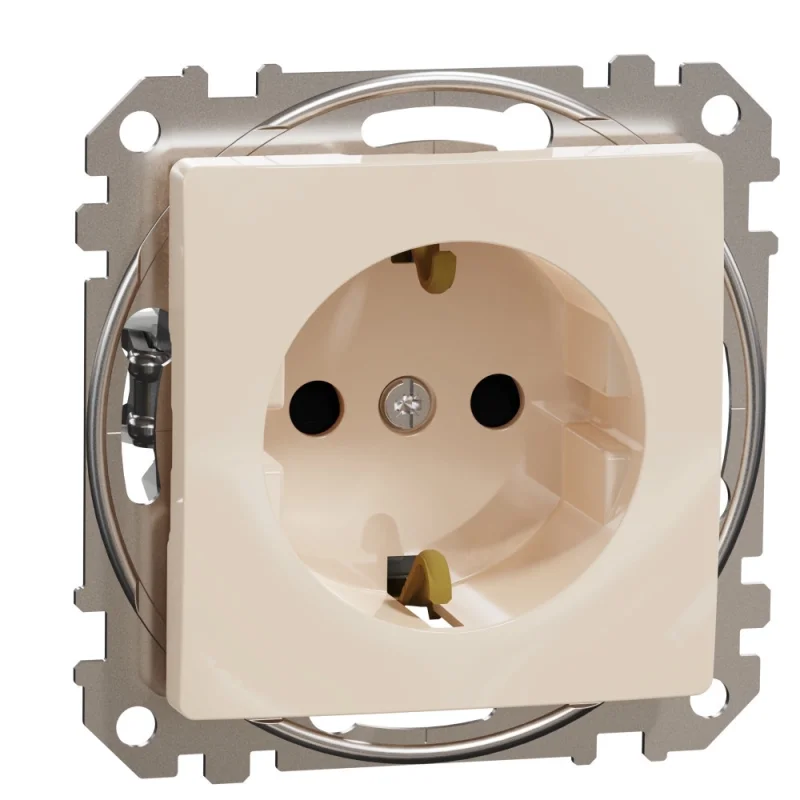 Schneider Electric Schuko socket 2P+E 16A auto. terminals children's protection Cream - SCHNEIDER ELECTRIC Sedna Design SDD112022