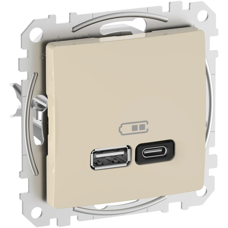 Schneider Electric Outlet 2x USB type A+C 3A 45W Power Delivery Cream - SCHNEIDER ELECTRIC Sedna Design SDD112404