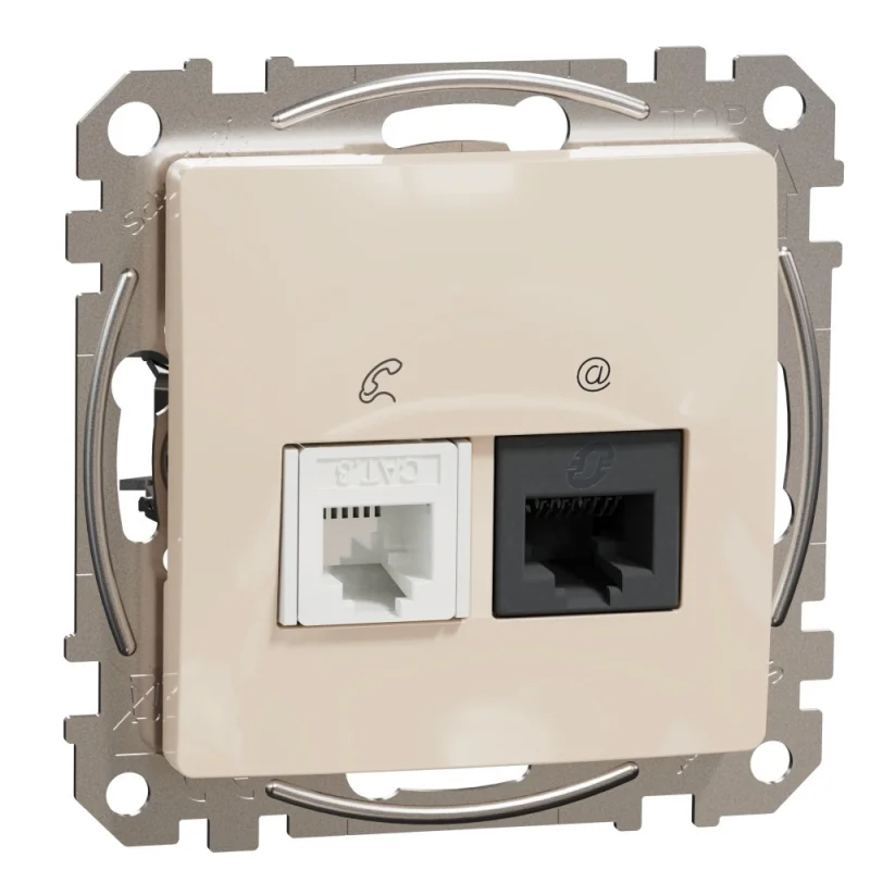 Schneider Electric Outlet RJ11+RJ45 UTP cat.5e Cream - SCHNEIDER ELECTRIC Sedna Design SDD112458