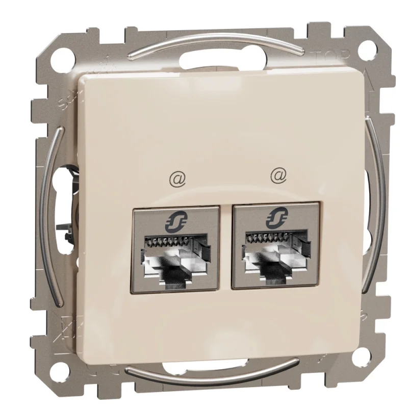 Schneider Electric Розетка 2x RJ45 STP cat.6 Крем - SCHNEIDER ELECTRIC Sedna Design SDD112462S