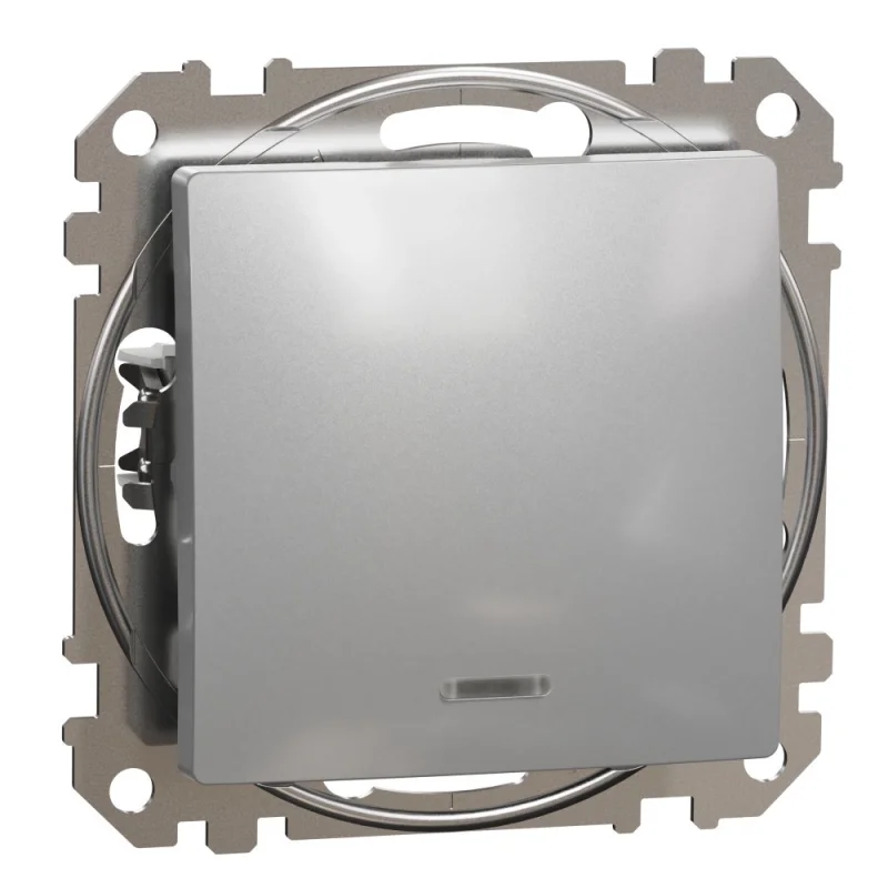 Schneider Electric Еднополюсен ключ с подсветка 10A Алуминий - SCHNEIDER ELECTRIC Sedna Design SDD113101L