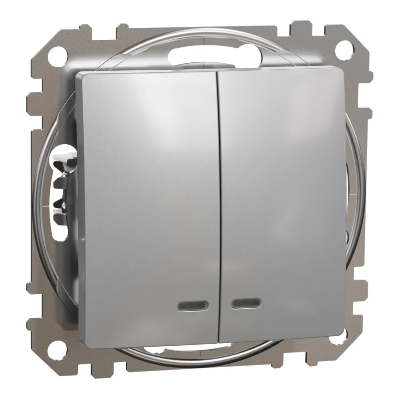 Schneider Electric Сериен ключ с подсветка 10A Алуминий - SCHNEIDER ELECTRIC Sedna Design SDD113105L