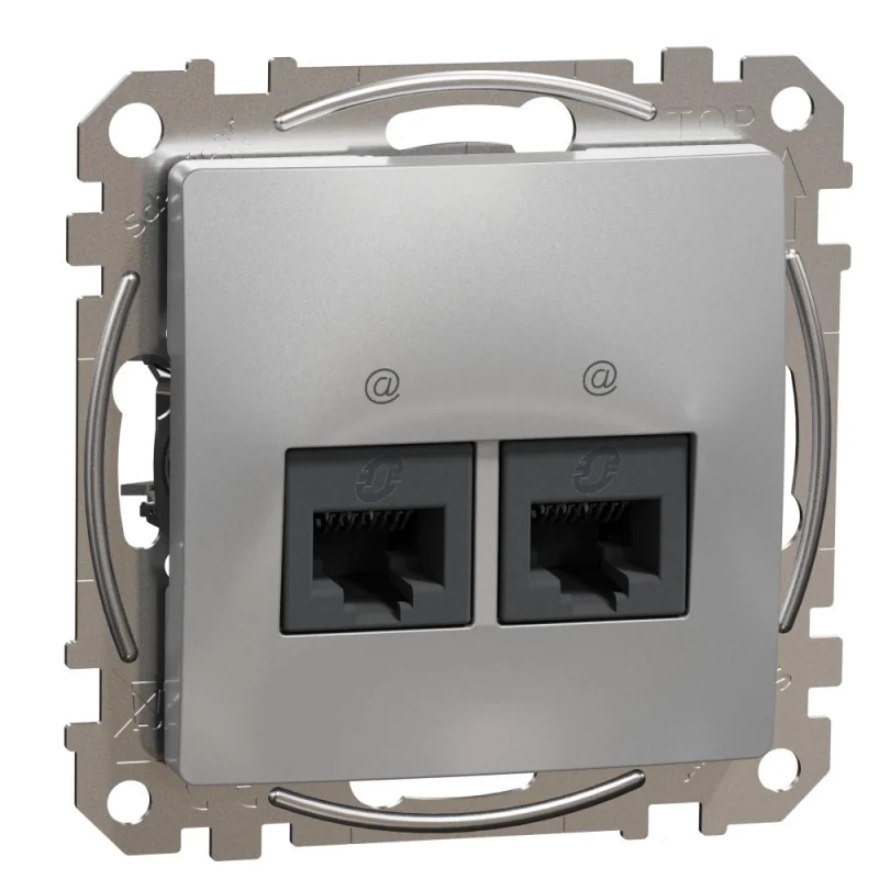 Schneider Electric Розетка 2x RJ45 UTP cat.5e Алуминий - SCHNEIDER ELECTRIC Sedna Design SDD113452