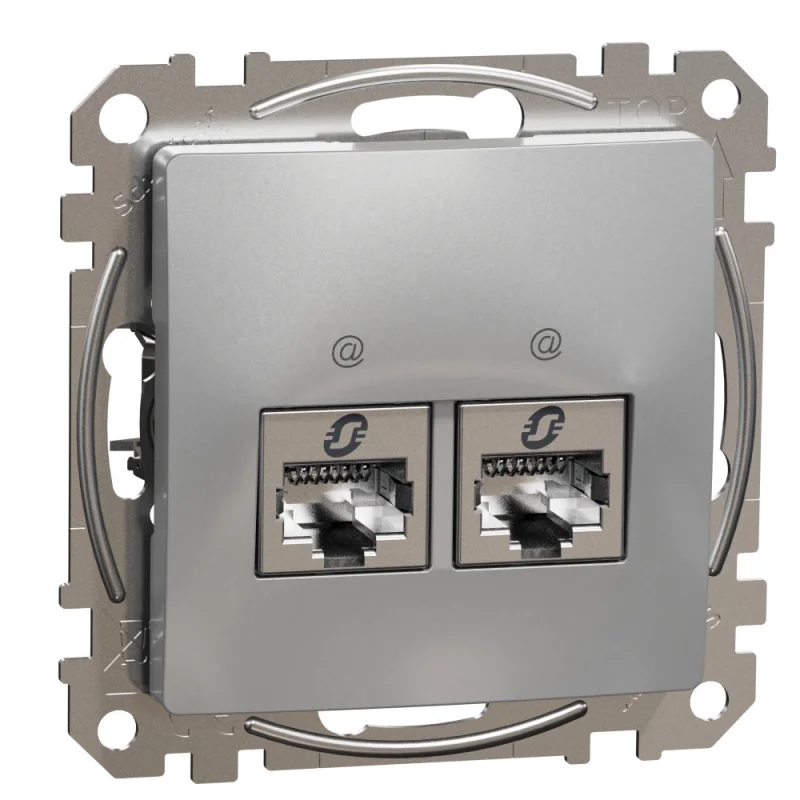 Schneider Electric Outlet 2x RJ45 STP cat.6 Aluminium - SCHNEIDER ELECTRIC Sedna Design SDD113462S