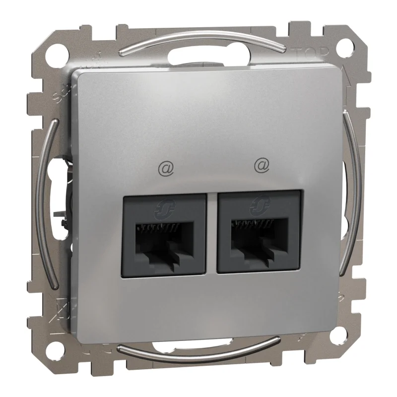 Schneider Electric Розетка 2x RJ45 UTP cat.6 Алуминий - SCHNEIDER ELECTRIC Sedna Design SDD113462